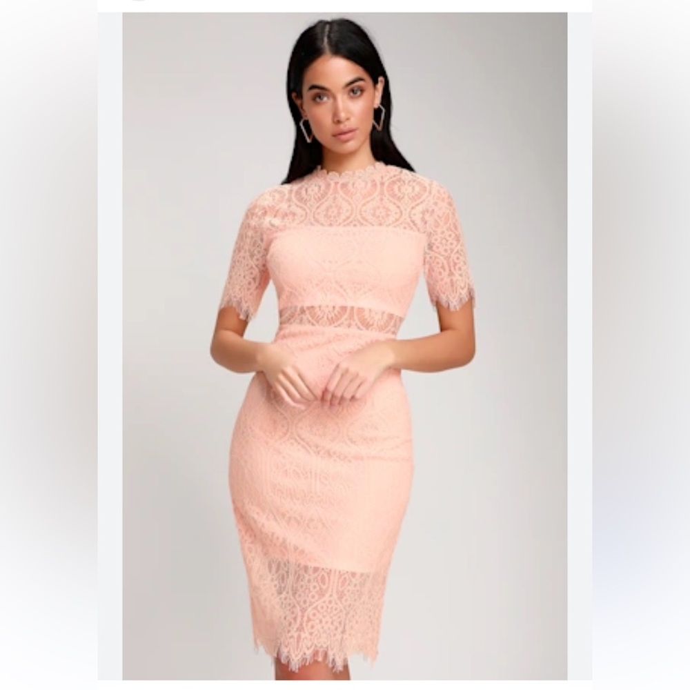 Elegant Pink Lace Dress - Picture 3 of 6